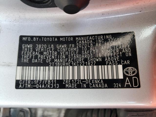 Photo 11 VIN: 2T1BURHE1KC221827 - TOYOTA COROLLA L 