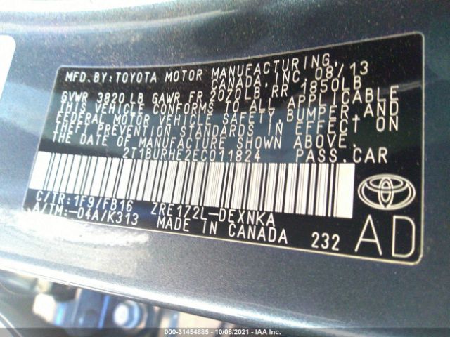 Photo 8 VIN: 2T1BURHE2EC011824 - TOYOTA COROLLA 