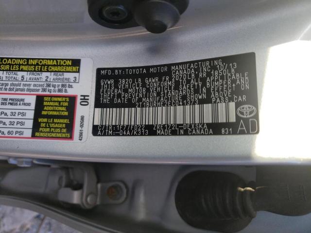 Photo 9 VIN: 2T1BURHE2EC041373 - TOYOTA COROLLA L 