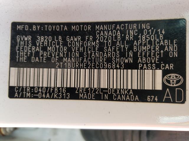 Photo 9 VIN: 2T1BURHE2EC096843 - TOYOTA COROLLA 