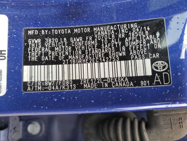 Photo 11 VIN: 2T1BURHE2EC142753 - TOYOTA COROLLA L 