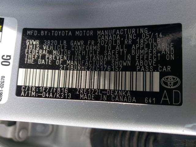 Photo 9 VIN: 2T1BURHE2EC176157 - TOYOTA COROLLA L 