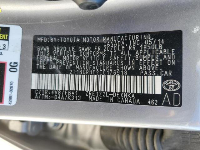 Photo 9 VIN: 2T1BURHE2EC176918 - TOYOTA COROLLA L 