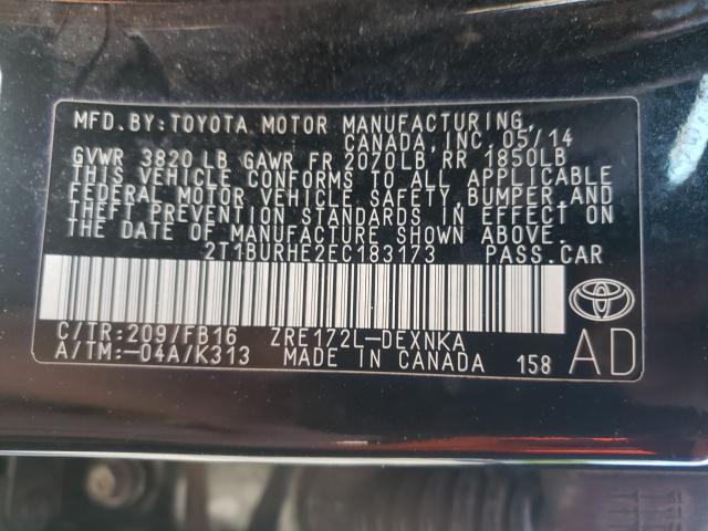 Photo 9 VIN: 2T1BURHE2EC183173 - TOYOTA COROLLA L 