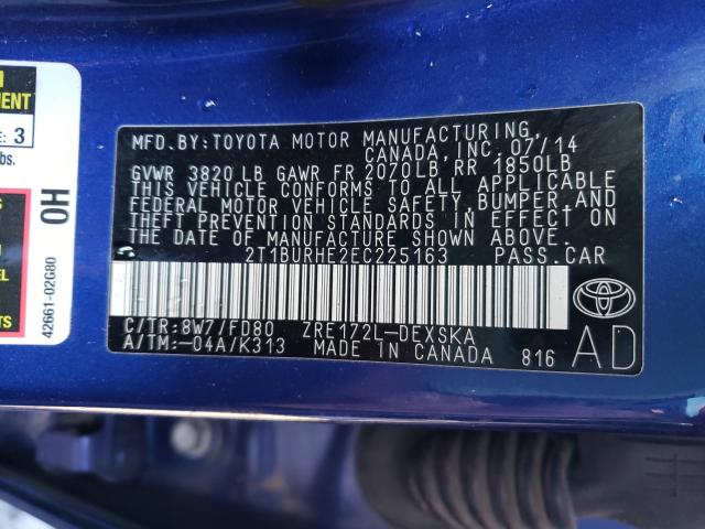 Photo 9 VIN: 2T1BURHE2EC225163 - TOYOTA COROLLA L 