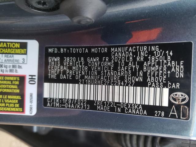 Photo 9 VIN: 2T1BURHE2FC294727 - TOYOTA COROLLA L 