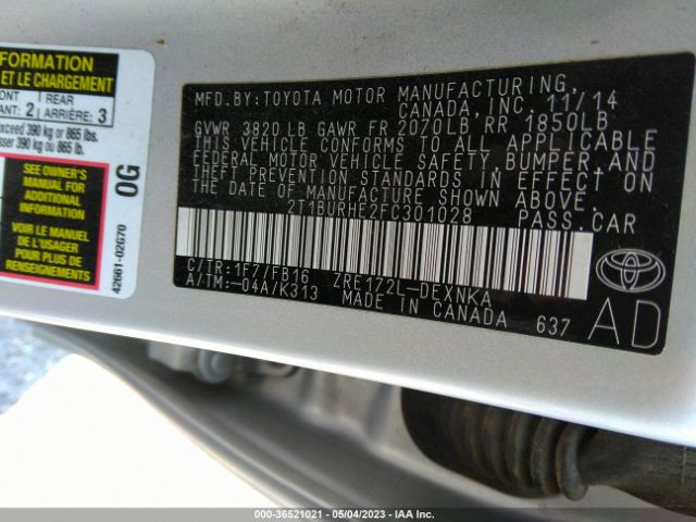 Photo 8 VIN: 2T1BURHE2FC301028 - TOYOTA COROLLA 