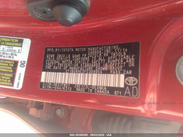 Photo 8 VIN: 2T1BURHE2FC309954 - TOYOTA COROLLA 