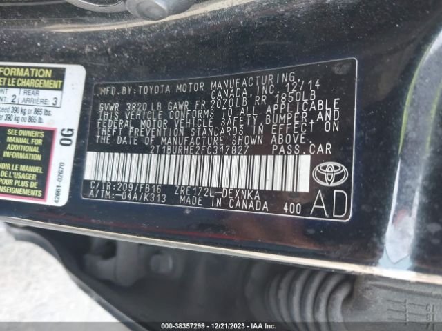 Photo 8 VIN: 2T1BURHE2FC317827 - TOYOTA COROLLA 