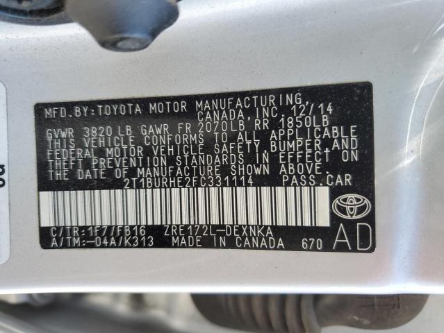 Photo 12 VIN: 2T1BURHE2FC331114 - TOYOTA COROLLA L 