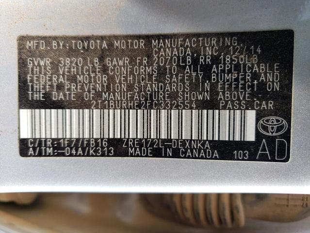 Photo 12 VIN: 2T1BURHE2FC332554 - TOYOTA COROLLA L 