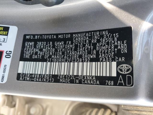 Photo 11 VIN: 2T1BURHE2FC338192 - TOYOTA COROLLA L 