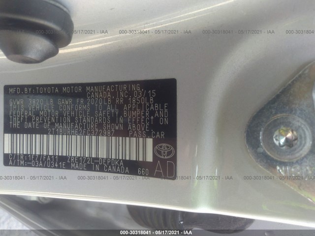 Photo 8 VIN: 2T1BURHE2FC372987 - TOYOTA COROLLA 