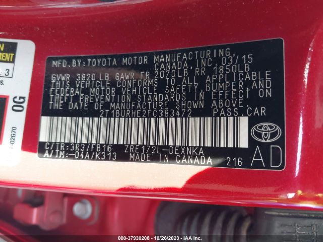 Photo 8 VIN: 2T1BURHE2FC383472 - TOYOTA COROLLA 