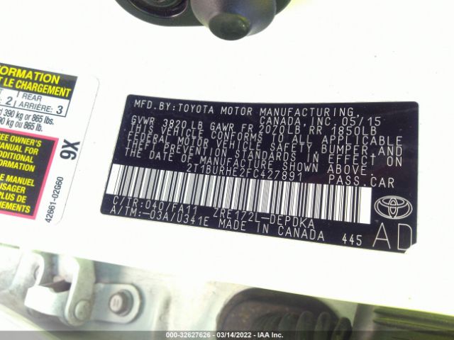 Photo 8 VIN: 2T1BURHE2FC427891 - TOYOTA COROLLA 