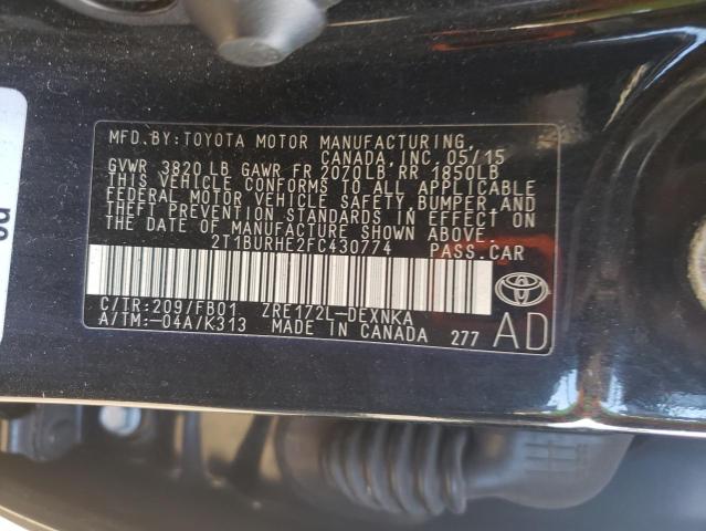 Photo 11 VIN: 2T1BURHE2FC430774 - TOYOTA COROLLA L 