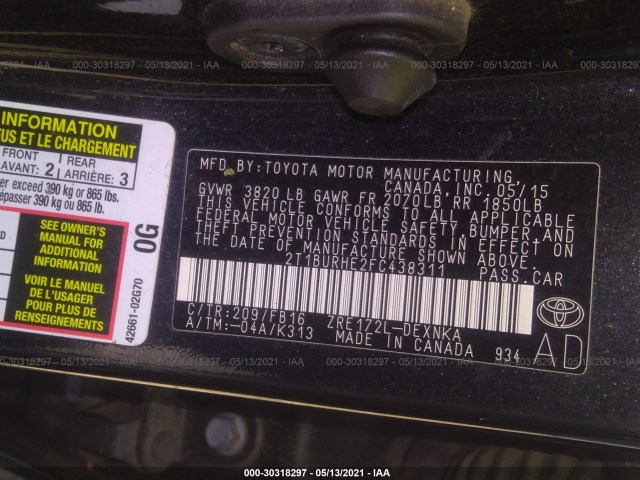 Photo 8 VIN: 2T1BURHE2FC438311 - TOYOTA COROLLA 