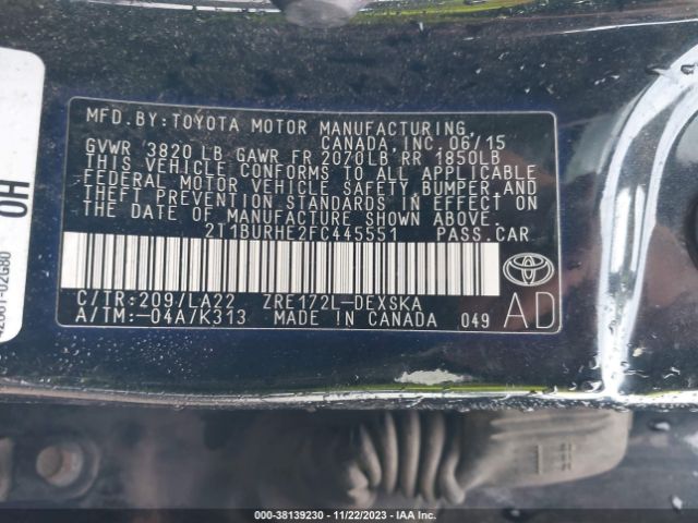 Photo 8 VIN: 2T1BURHE2FC445551 - TOYOTA COROLLA 