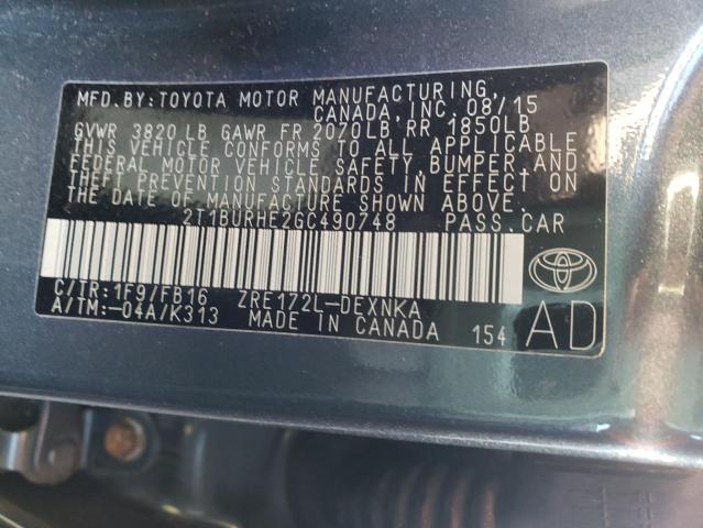 Photo 11 VIN: 2T1BURHE2GC490748 - TOYOTA COROLLA L 