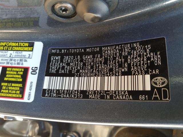 Photo 9 VIN: 2T1BURHE2GC545246 - TOYOTA COROLLA L 