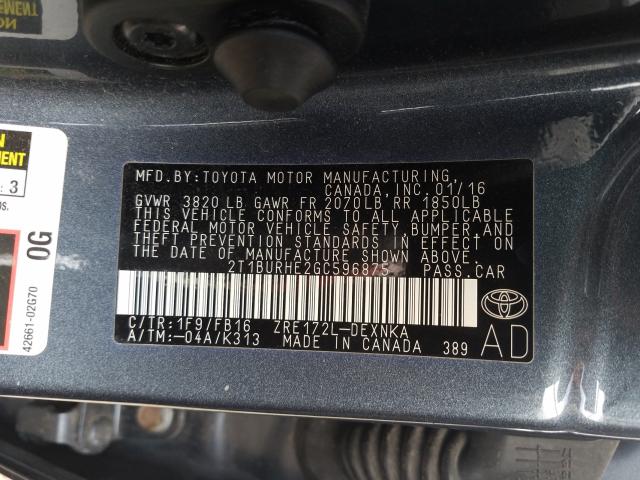 Photo 9 VIN: 2T1BURHE2GC596875 - TOYOTA COROLLA L 