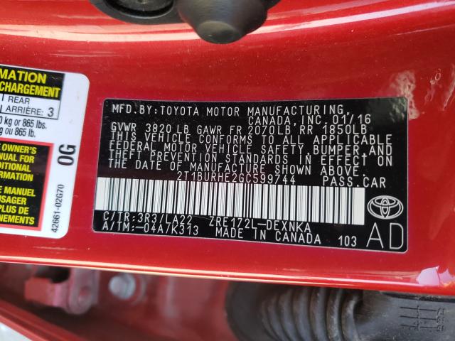 Photo 9 VIN: 2T1BURHE2GC599744 - TOYOTA COROLLA L 