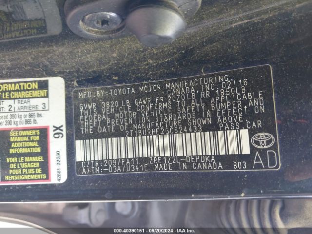 Photo 8 VIN: 2T1BURHE2GC624433 - TOYOTA COROLLA 