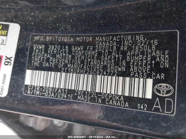 Photo 8 VIN: 2T1BURHE2GC624772 - TOYOTA COROLLA 