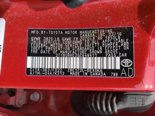 Photo 9 VIN: 2T1BURHE2GC648411 - TOYOTA COROLLA L 