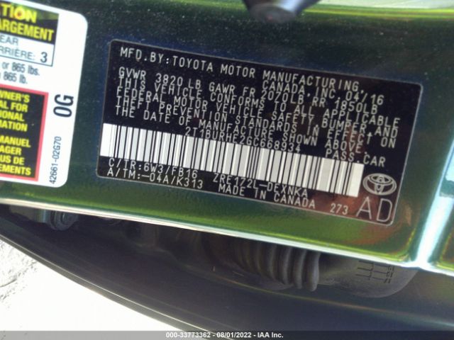 Photo 8 VIN: 2T1BURHE2GC668934 - TOYOTA COROLLA 