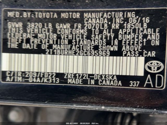 Photo 8 VIN: 2T1BURHE2GC695969 - TOYOTA COROLLA 