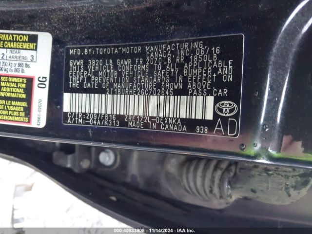 Photo 8 VIN: 2T1BURHE2GC702645 - TOYOTA COROLLA 