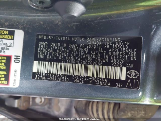 Photo 8 VIN: 2T1BURHE2GC708056 - TOYOTA COROLLA 