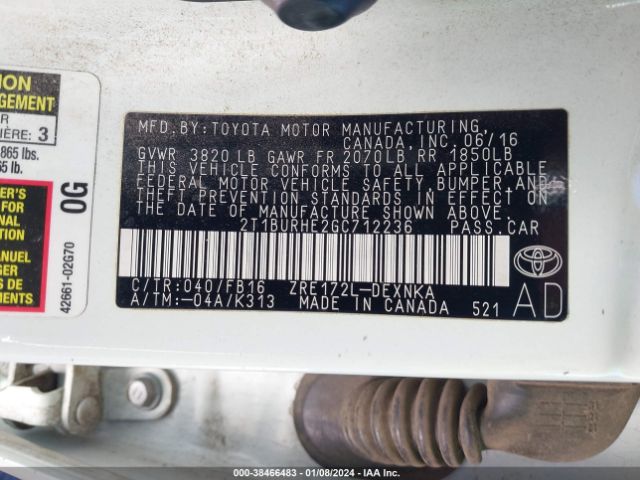 Photo 8 VIN: 2T1BURHE2GC712236 - TOYOTA COROLLA 