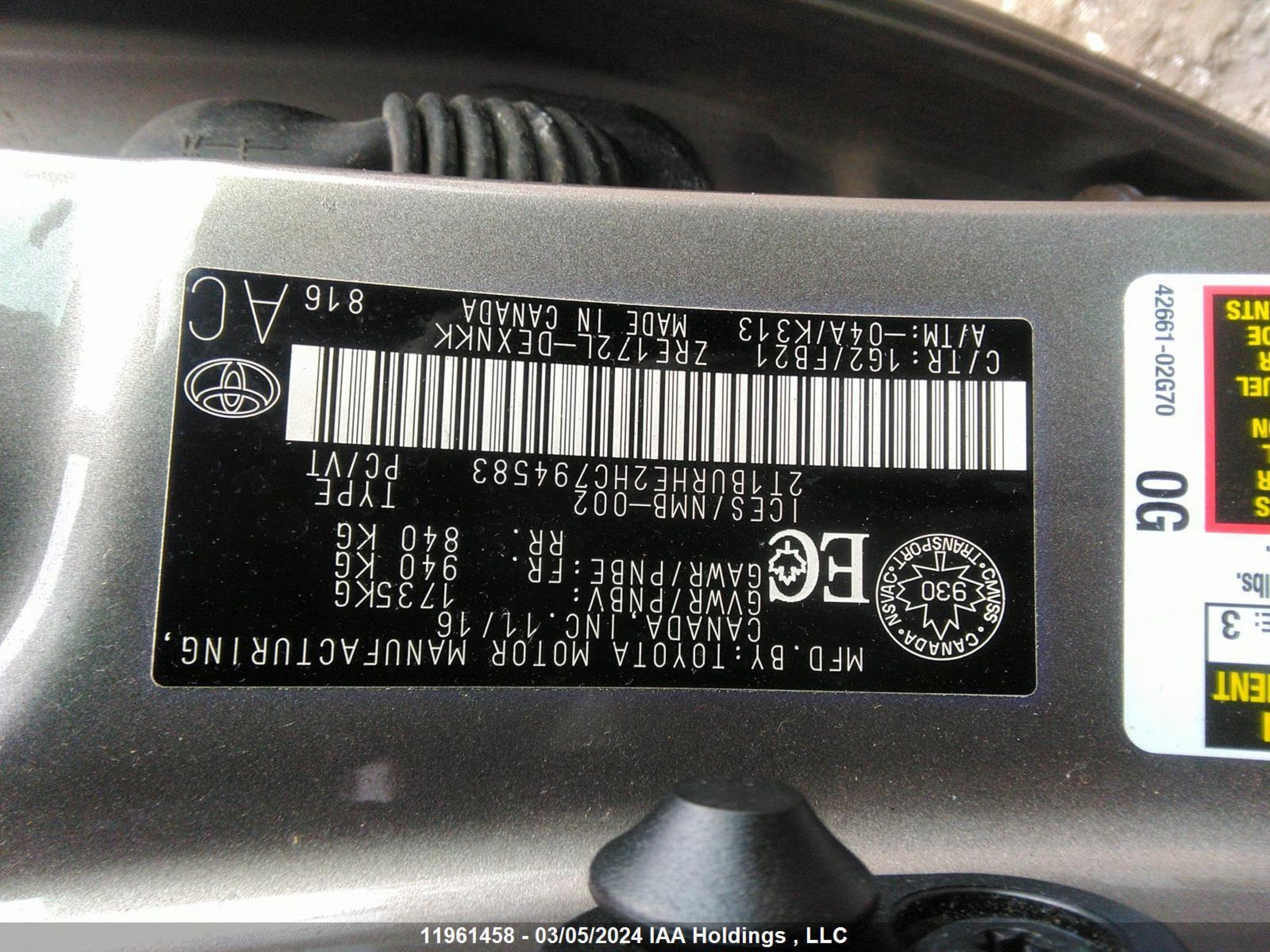 Photo 8 VIN: 2T1BURHE2HC794583 - TOYOTA COROLLA 