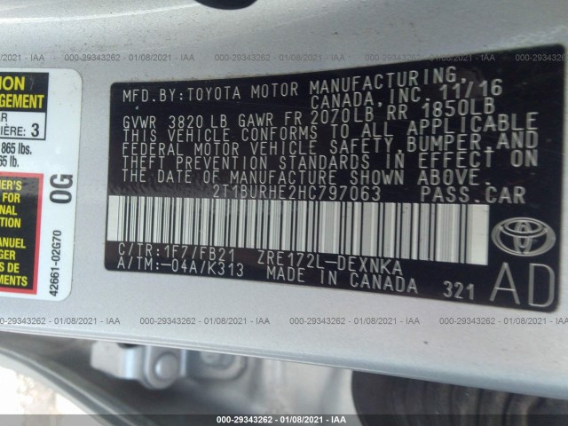 Photo 8 VIN: 2T1BURHE2HC797063 - TOYOTA COROLLA 