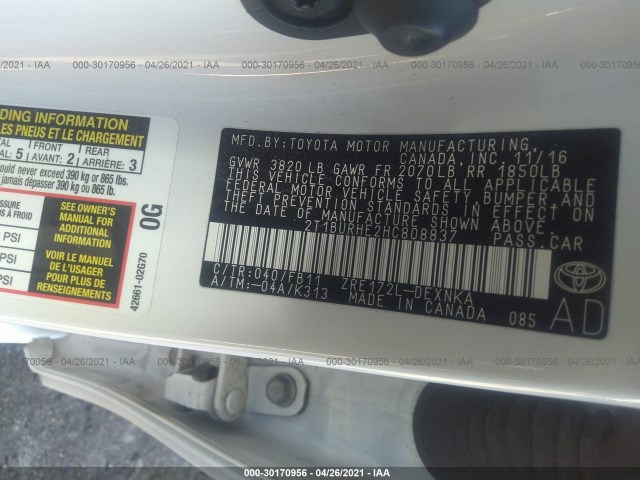 Photo 8 VIN: 2T1BURHE2HC808837 - TOYOTA COROLLA 