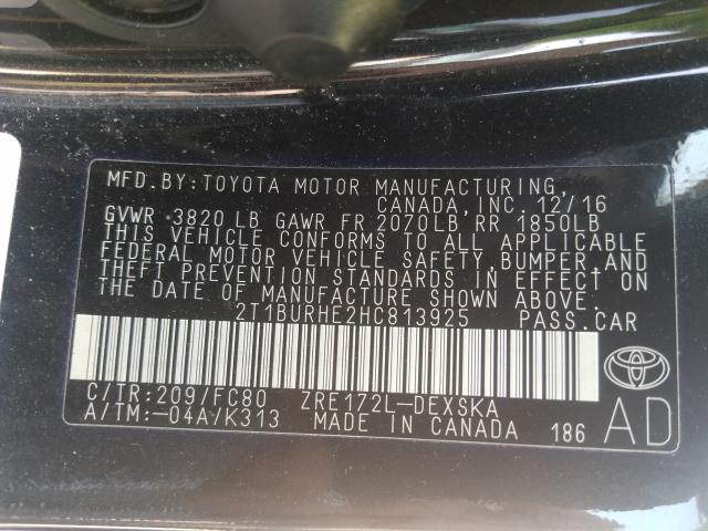 Photo 9 VIN: 2T1BURHE2HC813925 - TOYOTA COROLLA L 