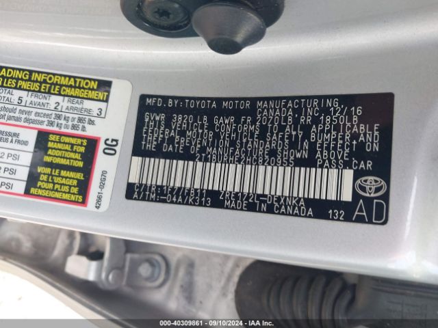 Photo 8 VIN: 2T1BURHE2HC820955 - TOYOTA COROLLA 