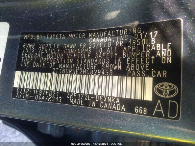 Photo 8 VIN: 2T1BURHE2HC829459 - TOYOTA COROLLA 