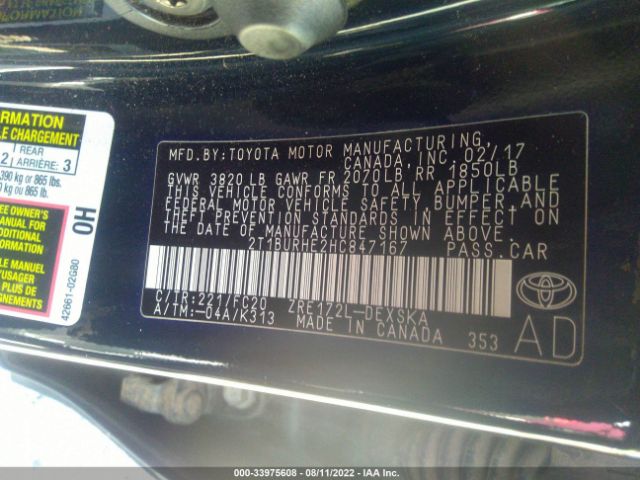 Photo 8 VIN: 2T1BURHE2HC847167 - TOYOTA COROLLA 