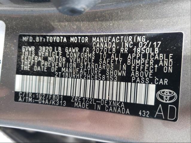 Photo 9 VIN: 2T1BURHE2HC858153 - TOYOTA COROLLA L 