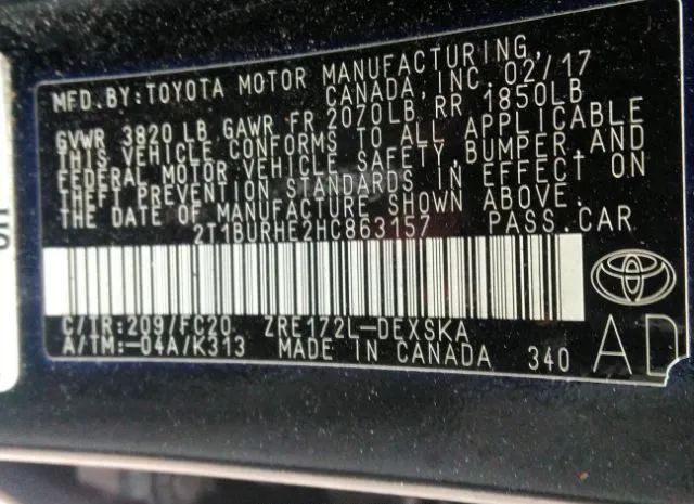 Photo 8 VIN: 2T1BURHE2HC863157 - TOYOTA COROLLA 