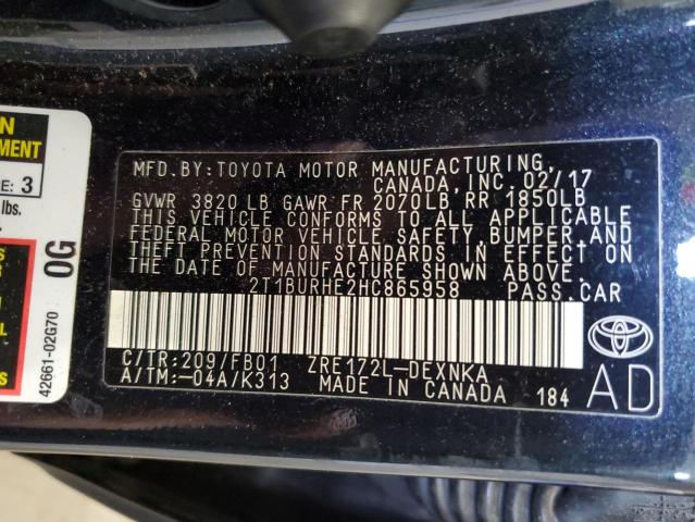 Photo 11 VIN: 2T1BURHE2HC865958 - TOYOTA COROLLA 