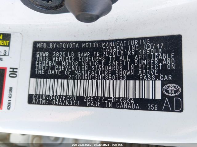 Photo 8 VIN: 2T1BURHE2HC880153 - TOYOTA COROLLA 