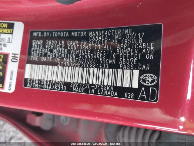 Photo 8 VIN: 2T1BURHE2HC881433 - TOYOTA COROLLA 