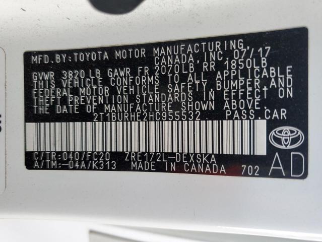 Photo 12 VIN: 2T1BURHE2HC955532 - TOYOTA COROLLA 