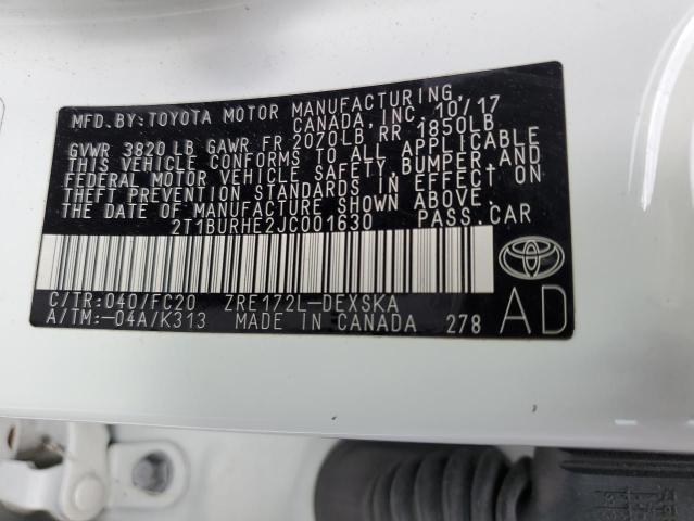 Photo 11 VIN: 2T1BURHE2JC001630 - TOYOTA COROLLA 