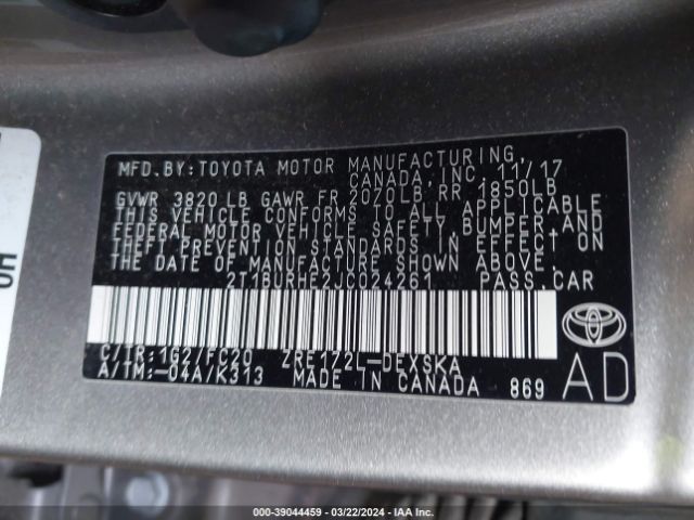 Photo 8 VIN: 2T1BURHE2JC024261 - TOYOTA COROLLA 