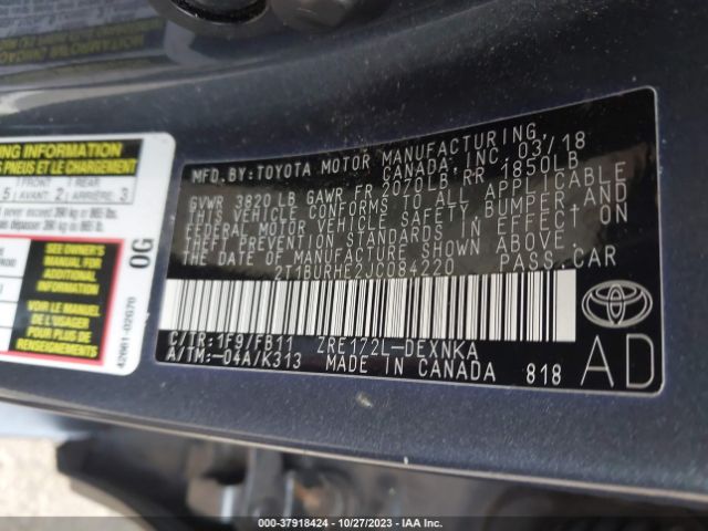 Photo 8 VIN: 2T1BURHE2JC084220 - TOYOTA COROLLA 